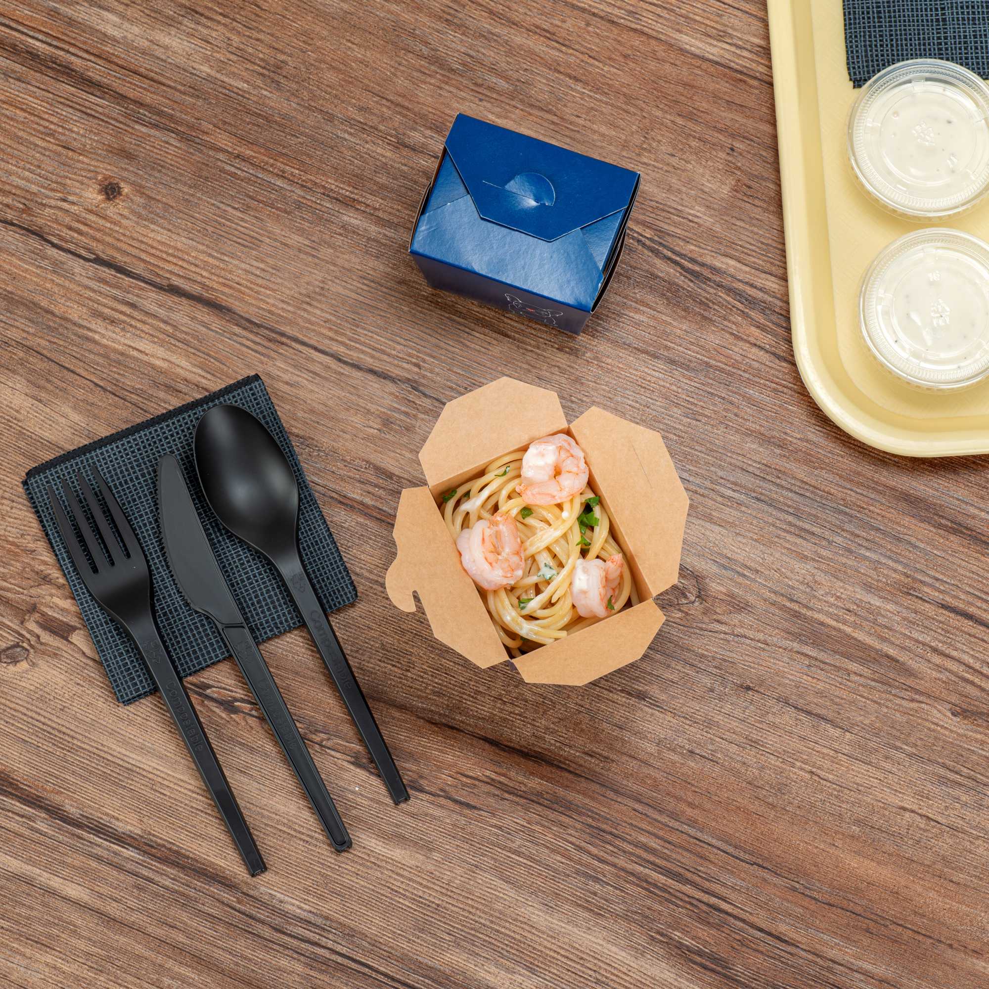 Bio Tek 8 oz Square Frenchie Paper Noodle Take Out Container - 2 3/4" x 2 1/4" x 2 1/2" - 200 count box