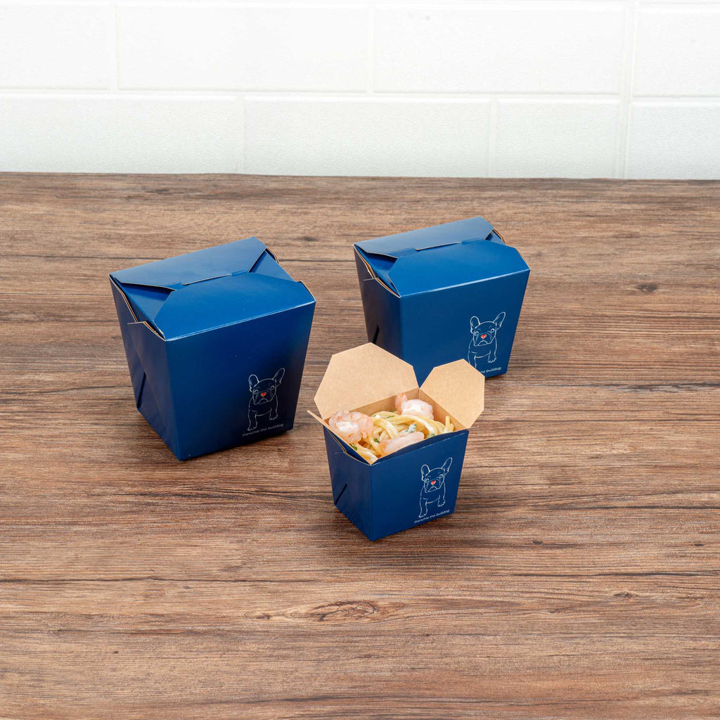 Bio Tek 8 oz Square Frenchie Paper Noodle Take Out Container - 2 3/4" x 2 1/4" x 2 1/2" - 200 count box