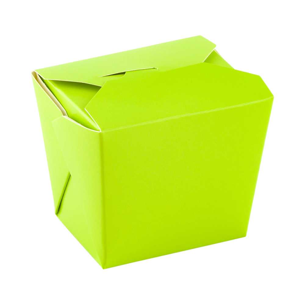 Bio Tek 8 oz Square Eco Green Paper Noodle Take Out Container - 2 3/4" x 2 1/4" x 2 1/2" - 50 count box