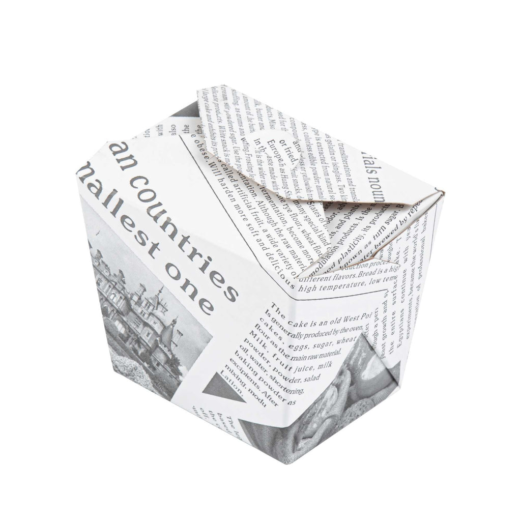 Bio Tek 8 oz Square Newsprint Paper Noodle Take Out Container - 2 3/4" x 2 1/4" x 2 1/2" - 200 count box