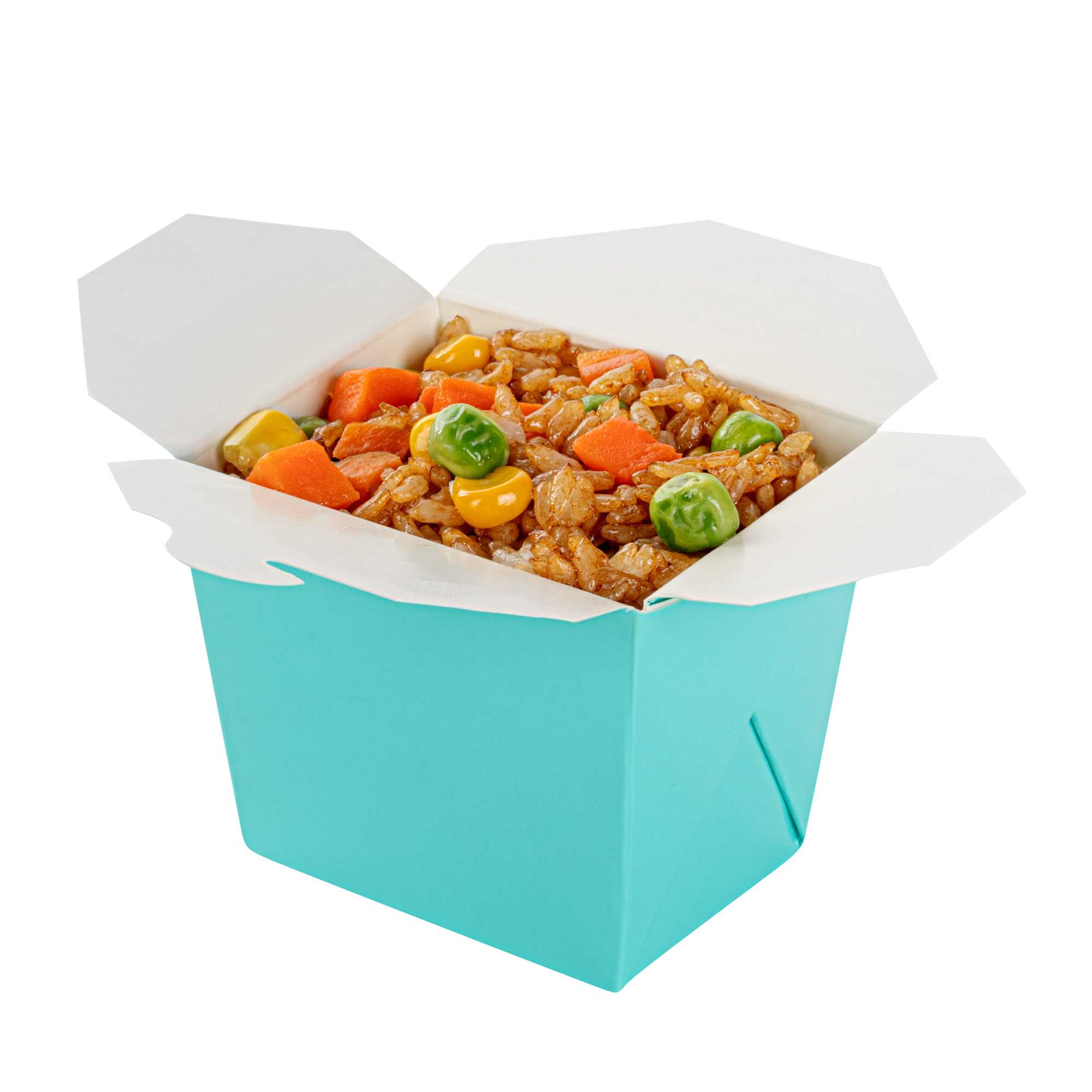 Bio Tek 8 oz Square Turquoise Paper Noodle Take Out Container - 2 3/4" x 2 1/4" x 2 1/2" - 50 count box