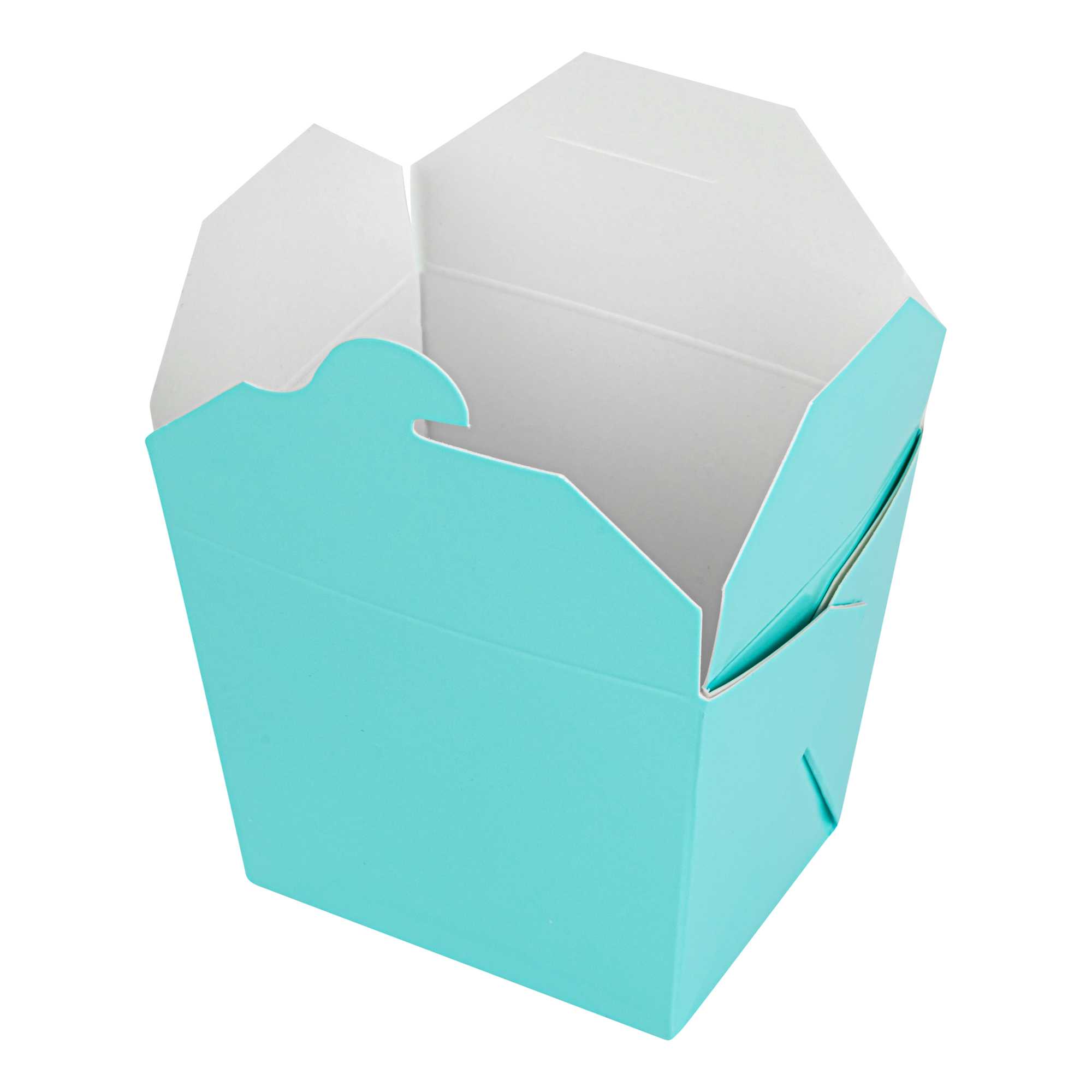 Bio Tek 8 oz Square Turquoise Paper Noodle Take Out Container - 2 3/4" x 2 1/4" x 2 1/2" - 50 count box