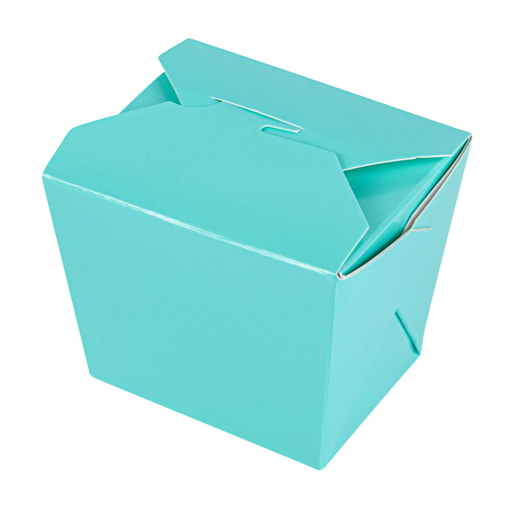 Bio Tek 8 oz Square Turquoise Paper Noodle Take Out Container - 2 3/4" x 2 1/4" x 2 1/2" - 200 count box