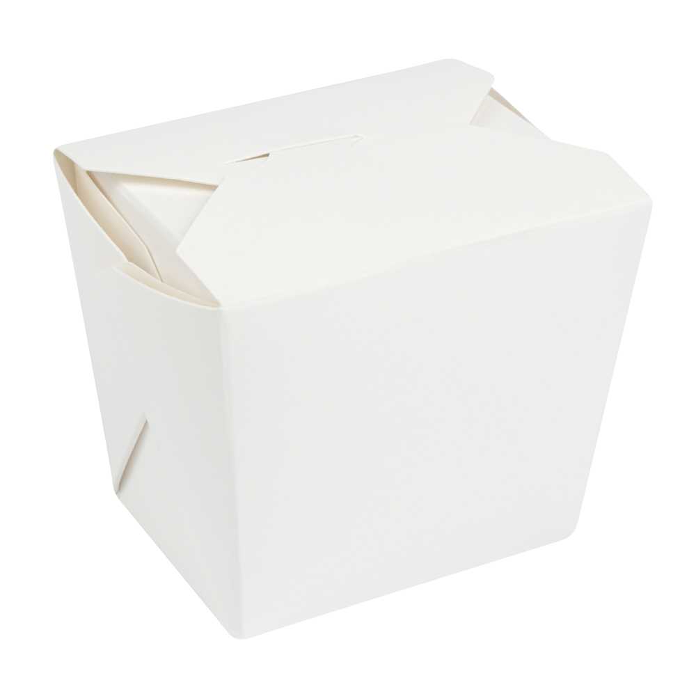 Bio Tek 8 oz Square White Paper Noodle Take Out Container - 2 3/4" x 2 1/4" x 2 1/2" - 25 count box
