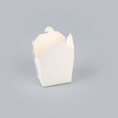 Bio Tek 8 oz Square White Paper Noodle Take Out Container - 2 3/4" x 2 1/4" x 2 1/2" - 25 count box