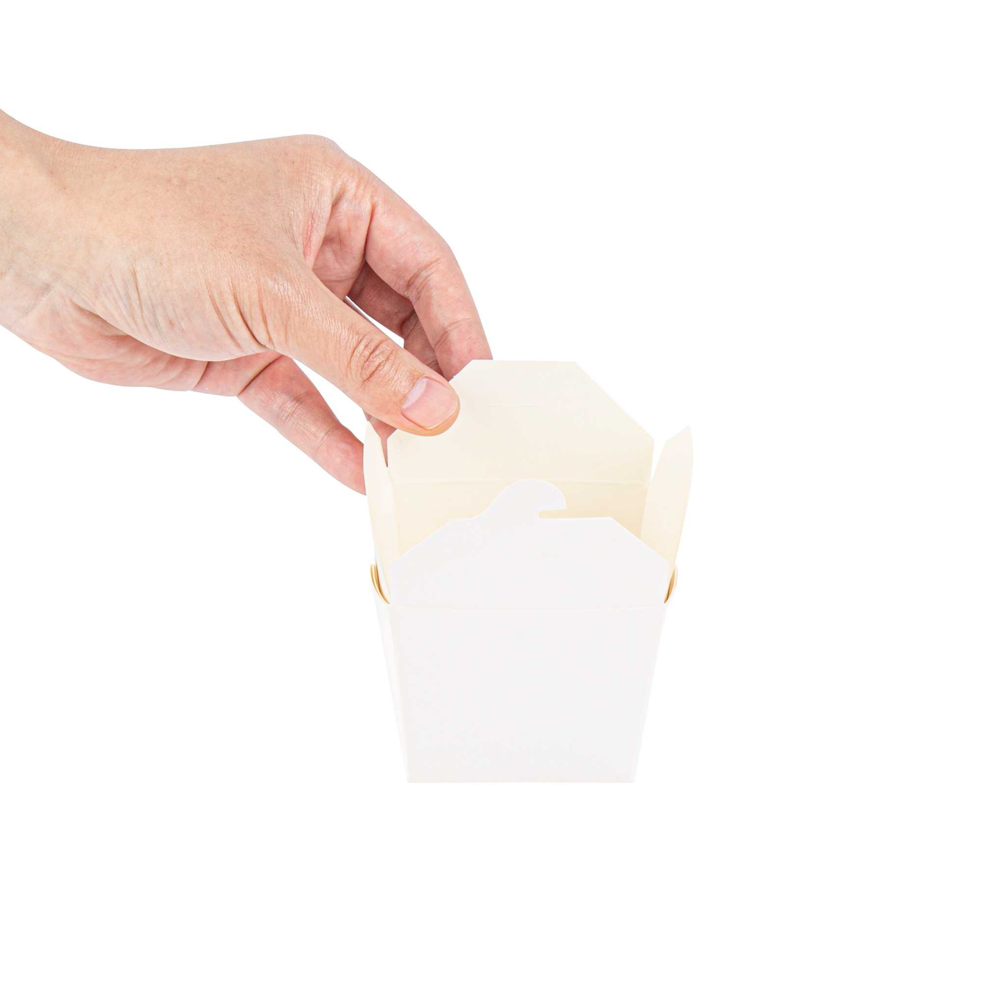 Bio Tek 8 oz Square White Paper Noodle Take Out Container - 2 3/4" x 2 1/4" x 2 1/2" - 50 count box