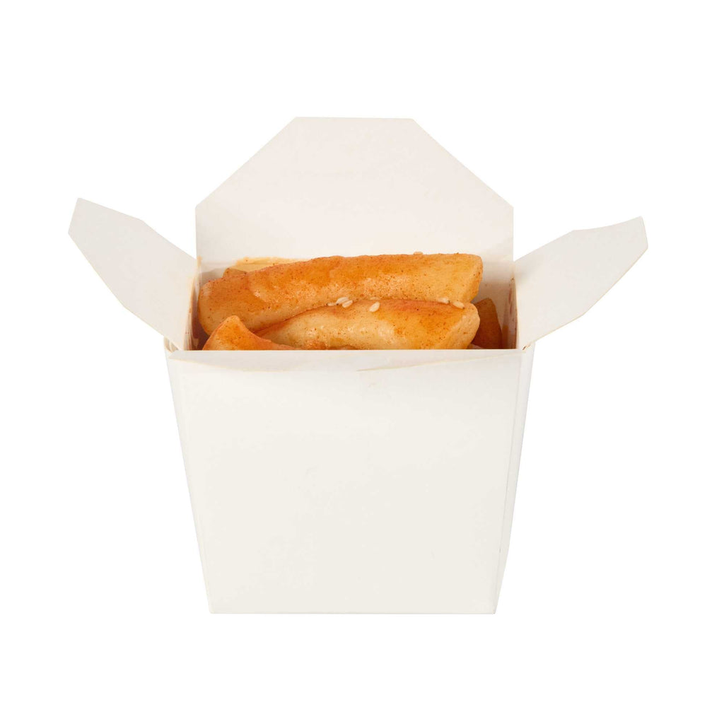 Bio Tek 8 oz Square White Paper Noodle Take Out Container - 2 3/4" x 2 1/4" x 2 1/2" - 50 count box