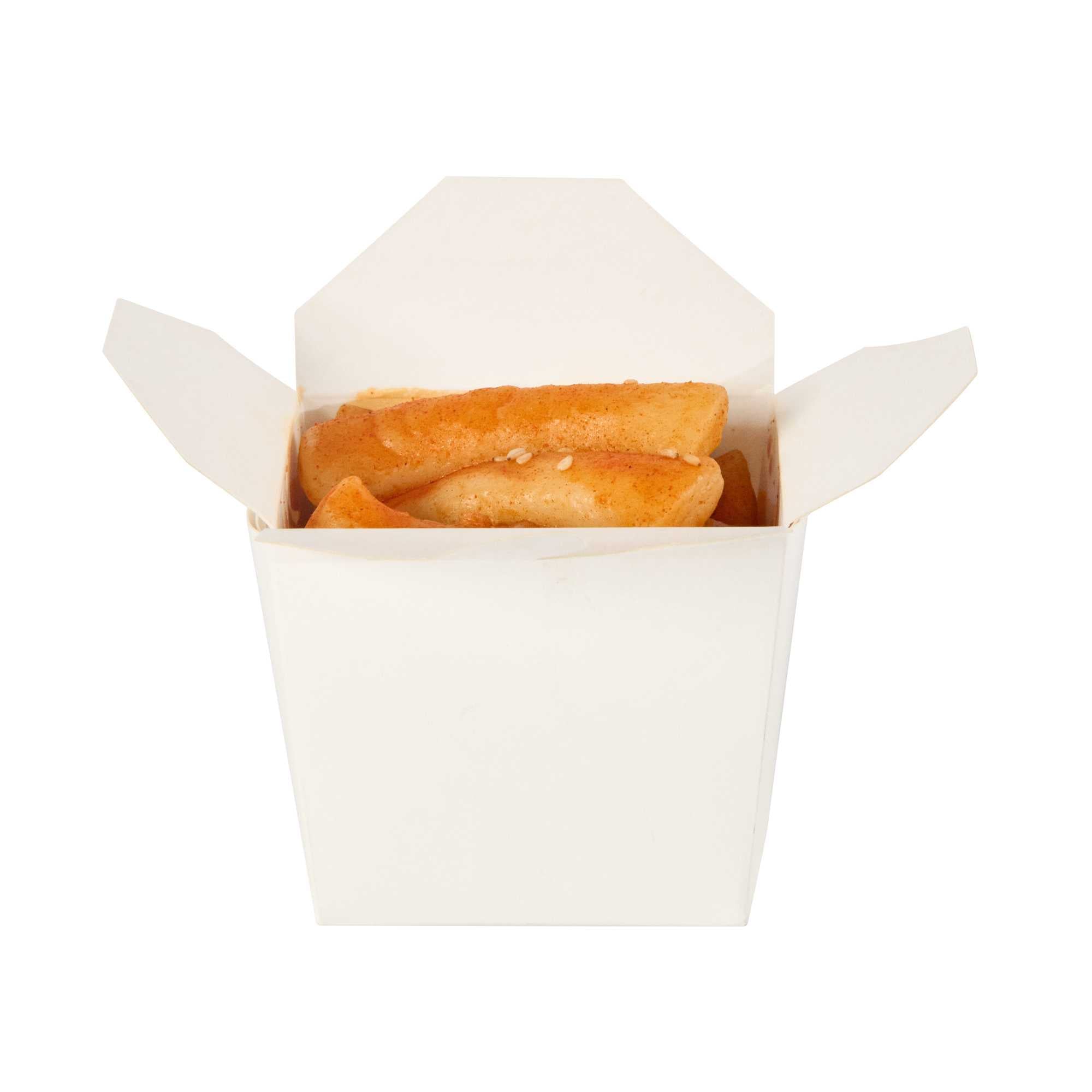 Bio Tek 8 oz Square White Paper Noodle Take Out Container - 2 3/4" x 2 1/4" x 2 1/2" - 50 count box