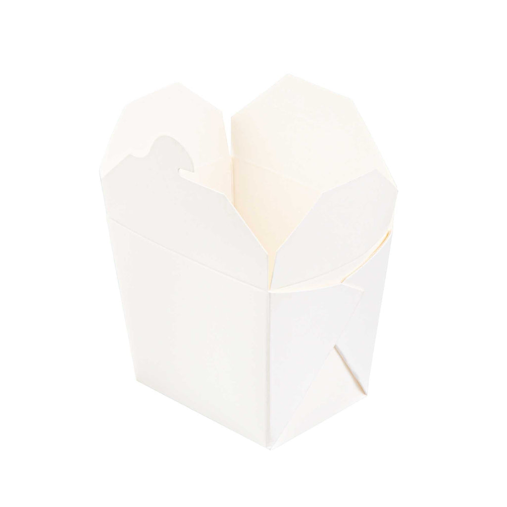 Bio Tek 8 oz Square White Paper Noodle Take Out Container - 2 3/4" x 2 1/4" x 2 1/2" - 50 count box