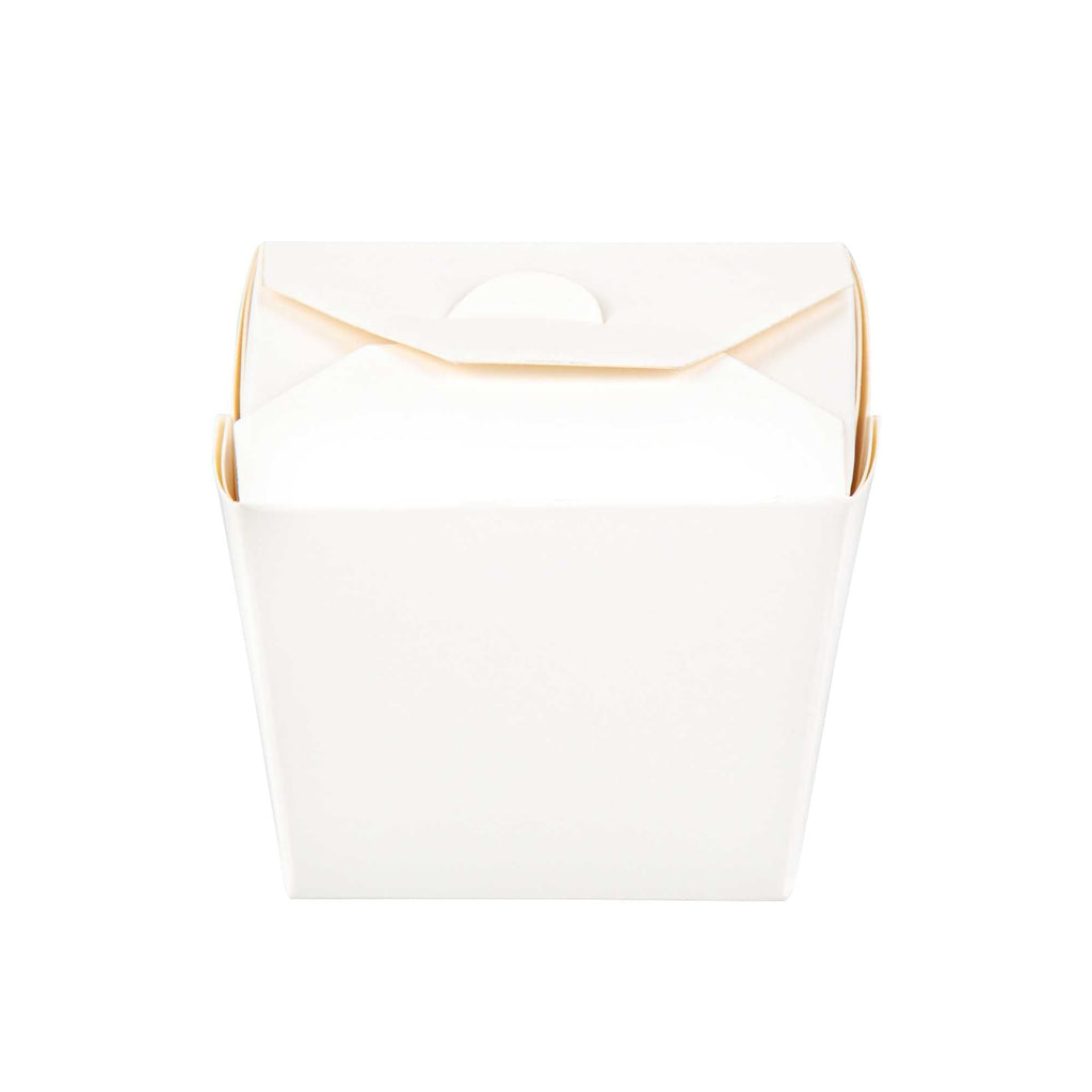 Bio Tek 8 oz Square White Paper Noodle Take Out Container - 2 3/4" x 2 1/4" x 2 1/2" - 50 count box