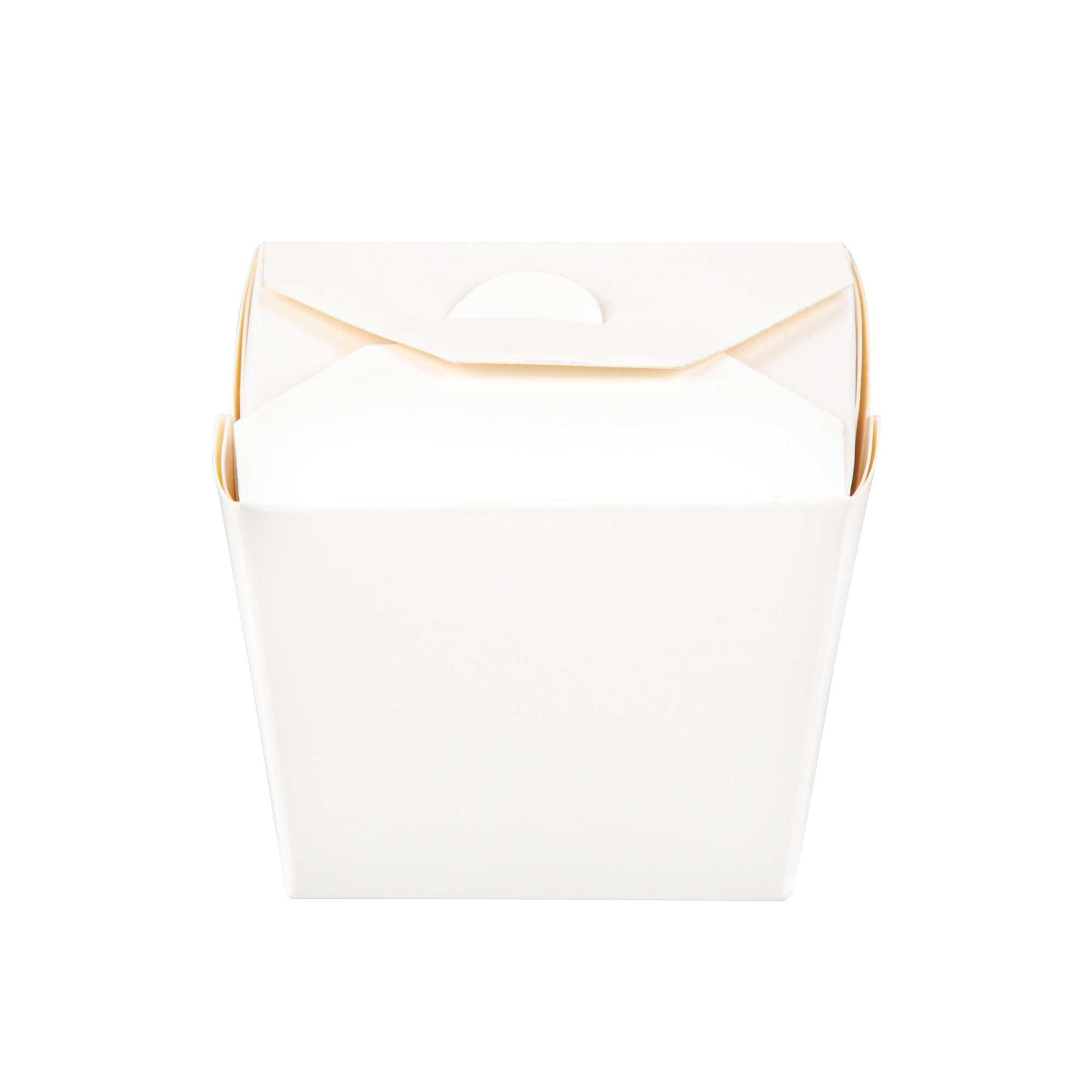 Bio Tek 8 oz Square White Paper Noodle Take Out Container - 2 3/4" x 2 1/4" x 2 1/2" - 50 count box