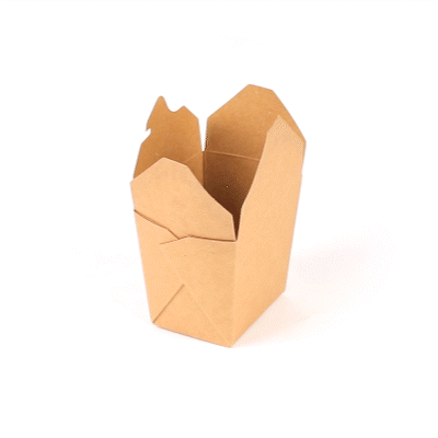 Bio Tek 16 oz Square Kraft Paper Noodle Take Out Container - 3 1/2" x 3" x 3 1/4" - 25 count box