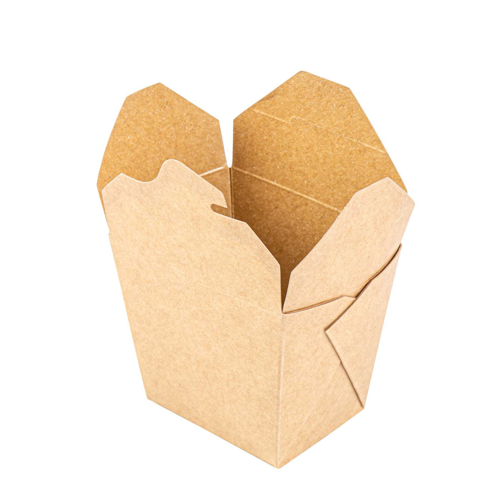 Bio Tek 16 oz Square Kraft Paper Noodle Take Out Container - 3 1/2" x 3" x 3 1/4" - 25 count box