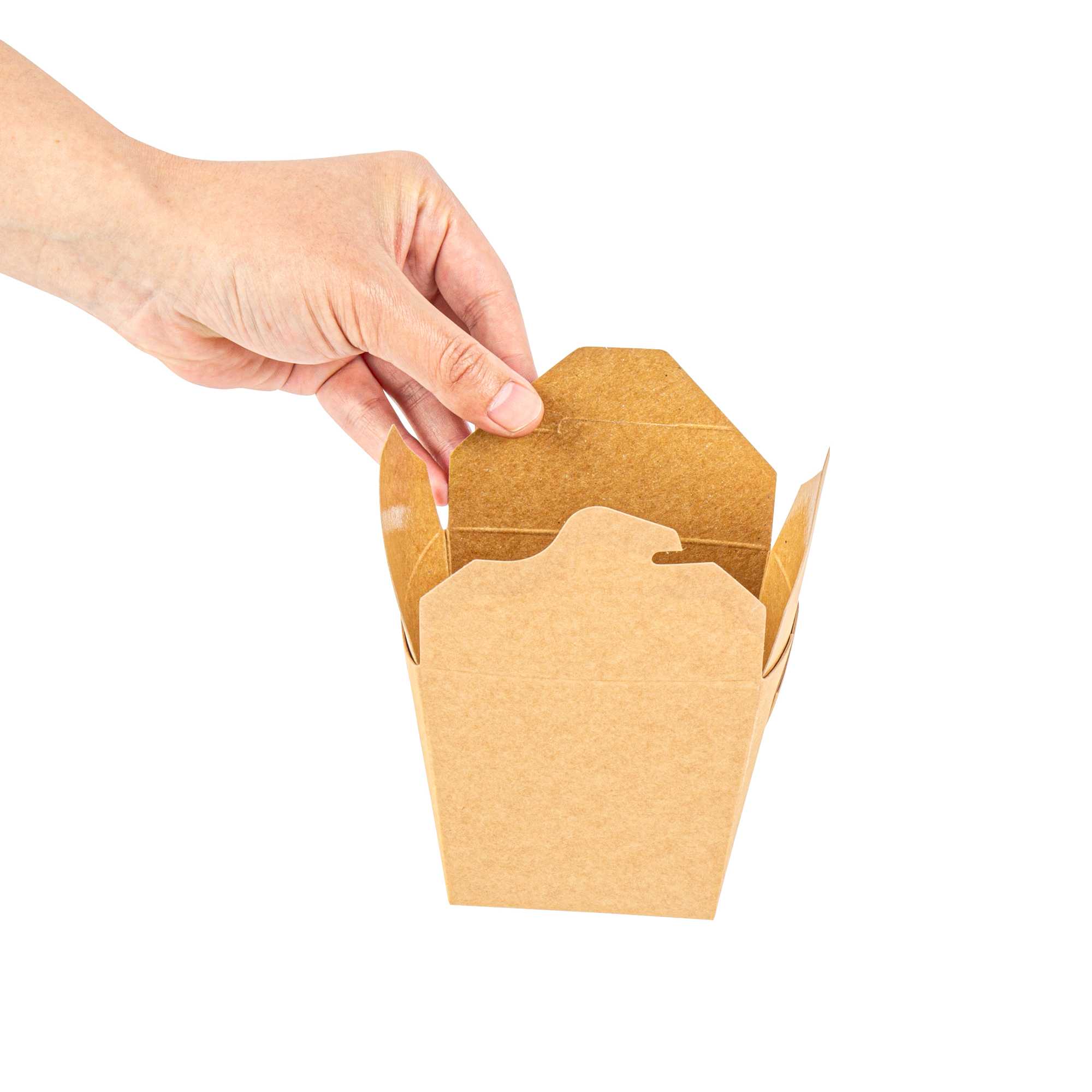 Bio Tek 16 oz Square Kraft Paper Noodle Take Out Container - 3 1/2" x 3" x 3 1/4" - 200 count box