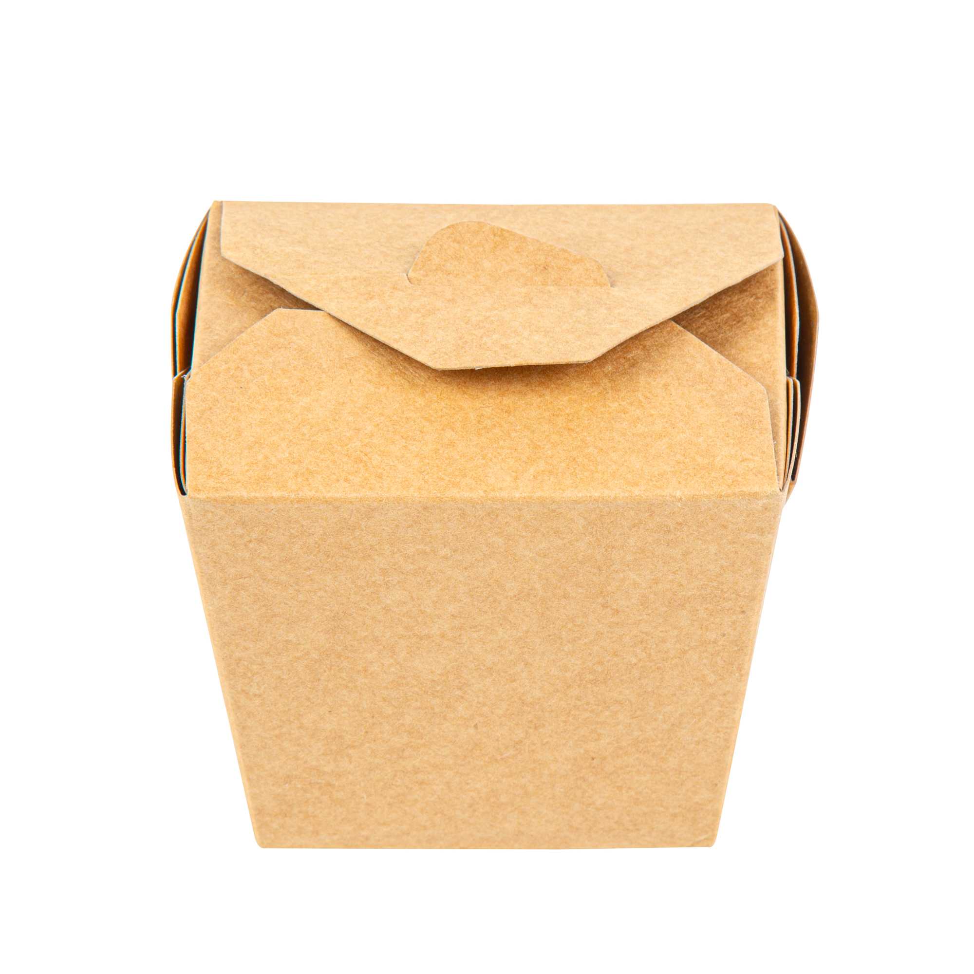 Bio Tek 16 oz Square Kraft Paper Noodle Take Out Container - 3 1/2" x 3" x 3 1/4" - 200 count box