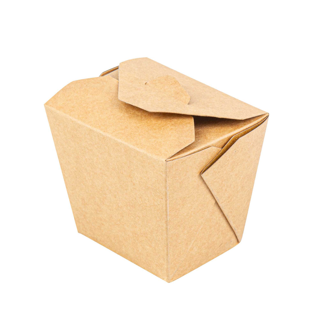 Bio Tek 16 oz Square Kraft Paper Noodle Take Out Container - 3 1/2" x 3" x 3 1/4" - 200 count box