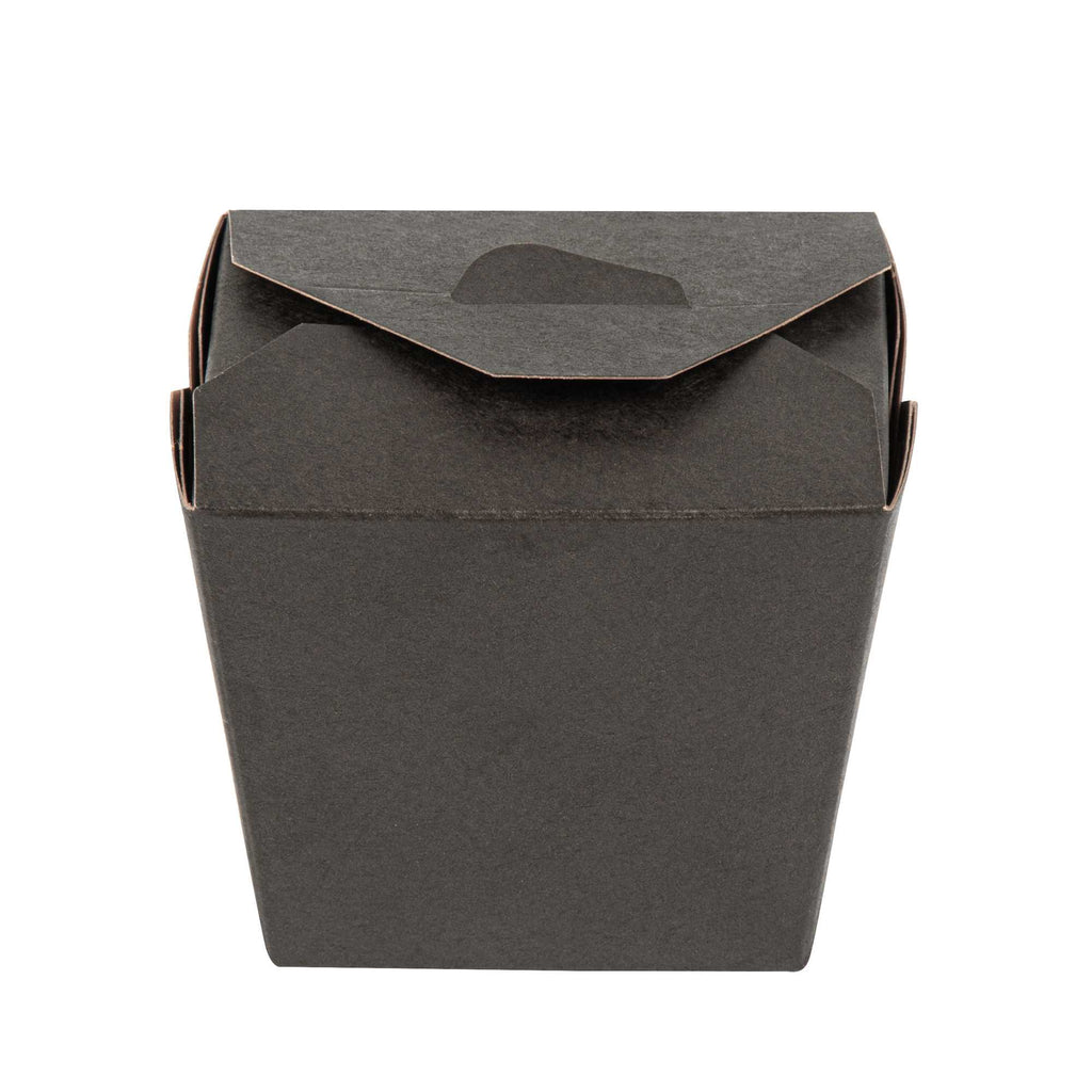 Bio Tek 16 oz Square Black Paper Noodle Take Out Container - 3 1/2" x 3" x 3 1/4" - 25 count box