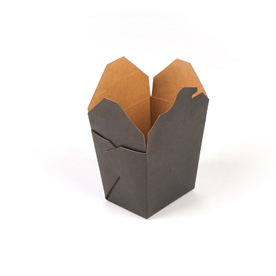 Bio Tek 16 oz Square Black Paper Noodle Take Out Container - 3 1/2" x 3" x 3 1/4" - 200 count box