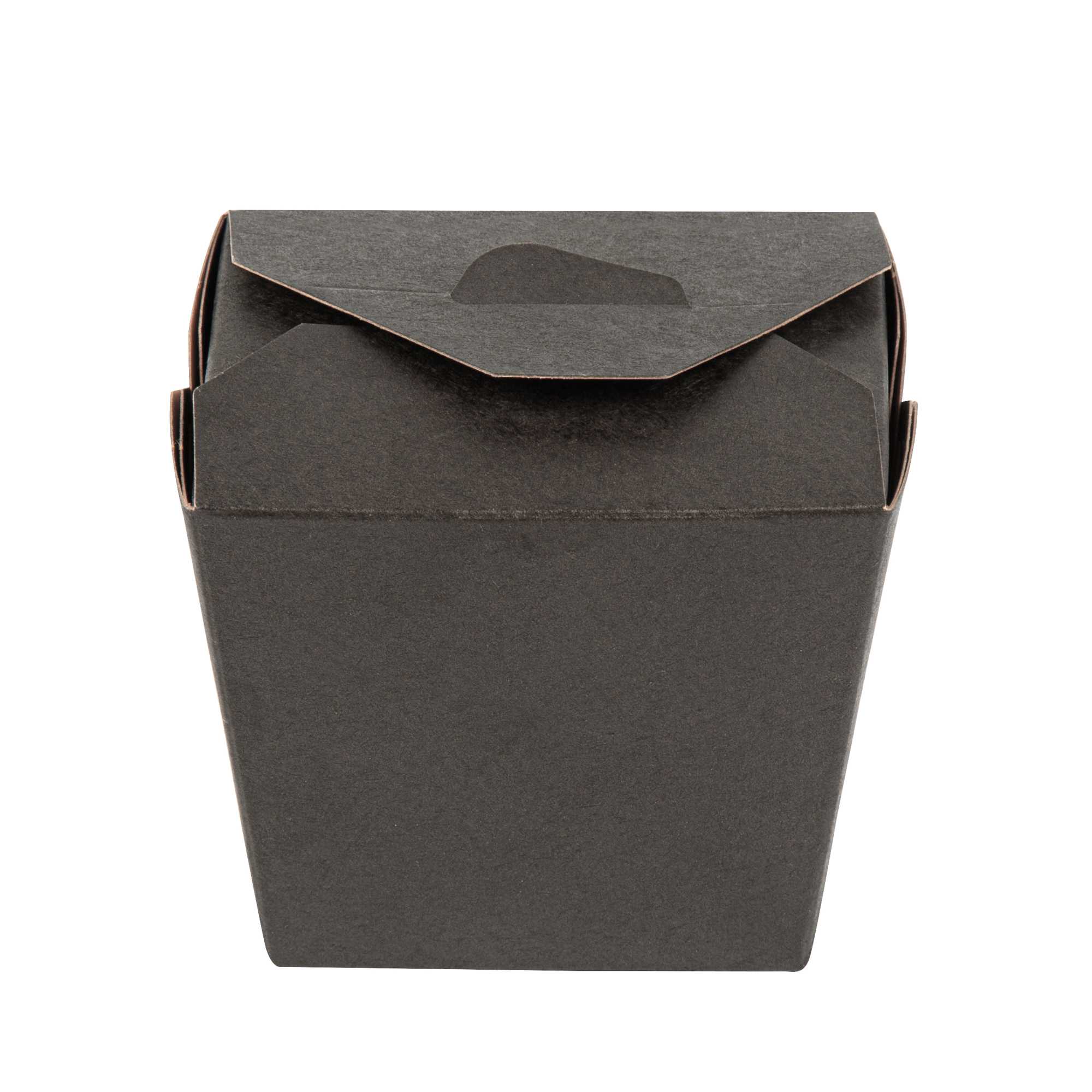 Bio Tek 16 oz Square Black Paper Noodle Take Out Container - 3 1/2" x 3" x 3 1/4" - 200 count box