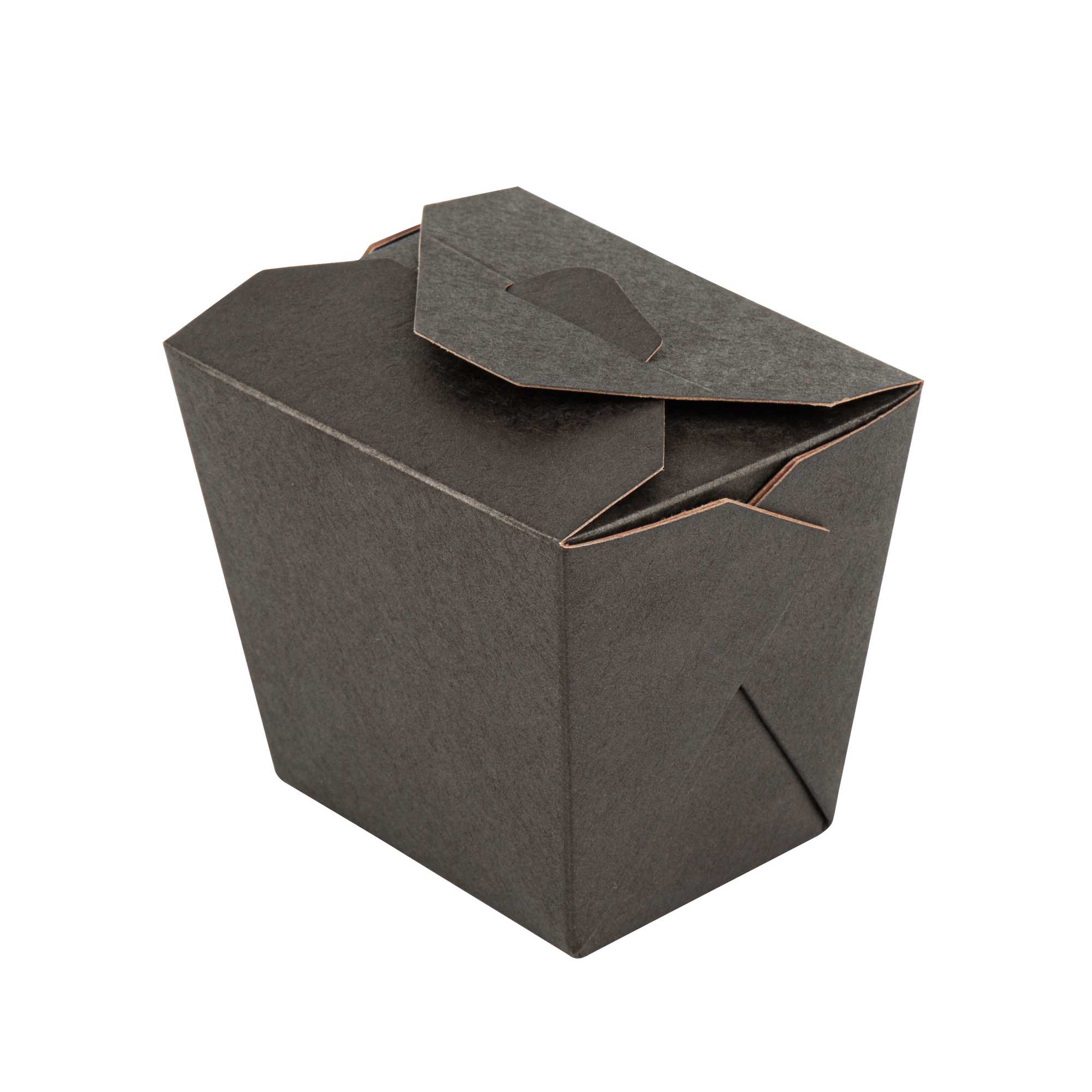 Bio Tek 16 oz Square Black Paper Noodle Take Out Container - 3 1/2" x 3" x 3 1/4" - 200 count box