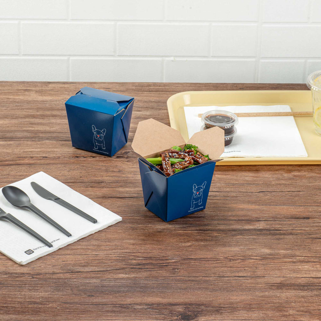 Bio Tek 16 oz Square Frenchie Paper Noodle Take Out Container - 3 1/2" x 3" x 3 1/4" - 200 count box