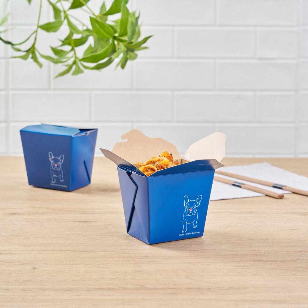 Bio Tek 16 oz Square Frenchie Paper Noodle Take Out Container - 3 1/2" x 3" x 3 1/4" - 50 count box