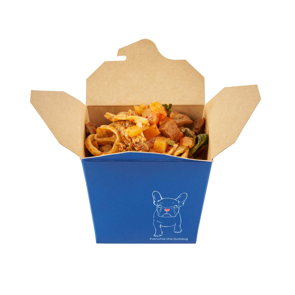 Bio Tek 16 oz Square Frenchie Paper Noodle Take Out Container - 3 1/2" x 3" x 3 1/4" - 50 count box