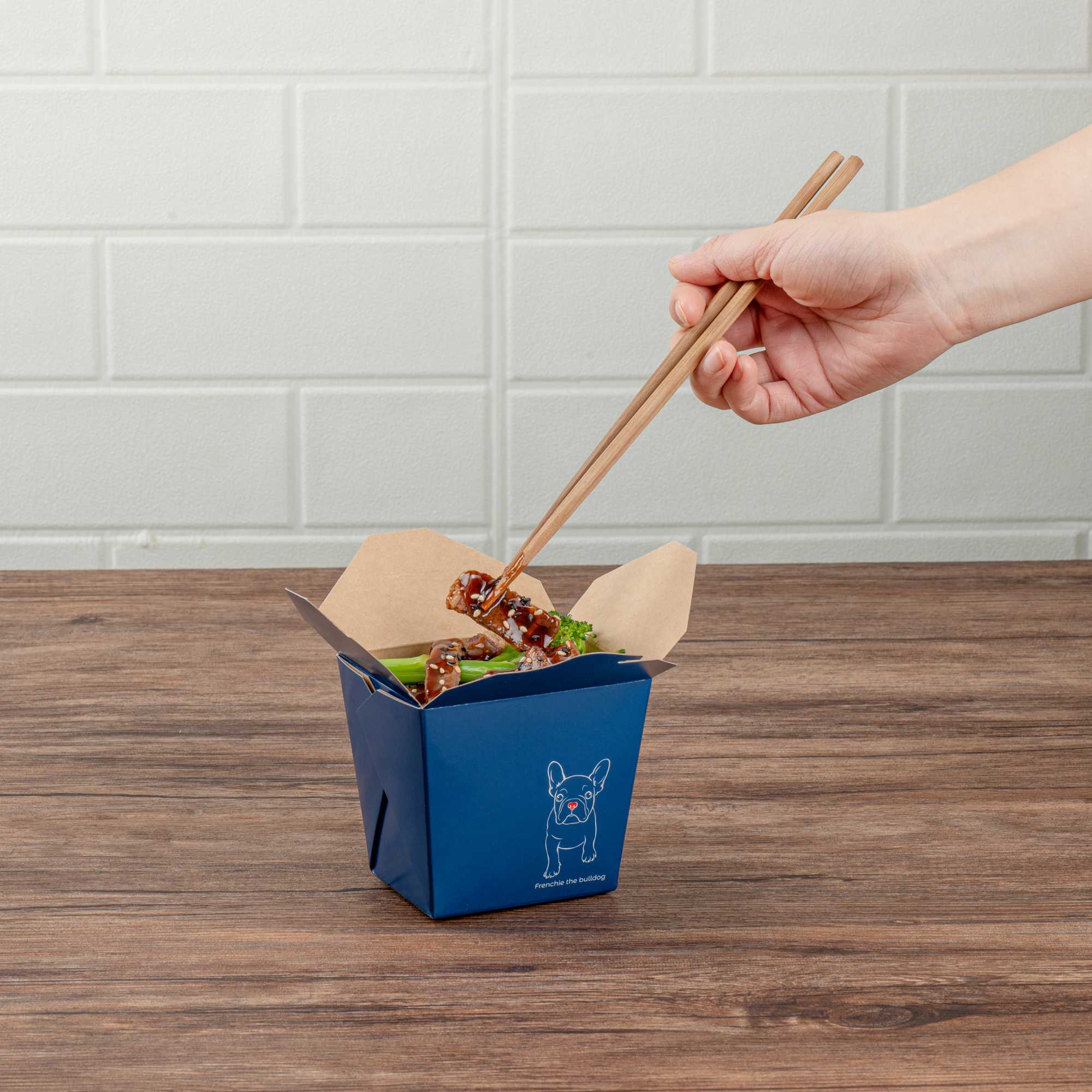 Bio Tek 16 oz Square Frenchie Paper Noodle Take Out Container - 3 1/2" x 3" x 3 1/4" - 200 count box