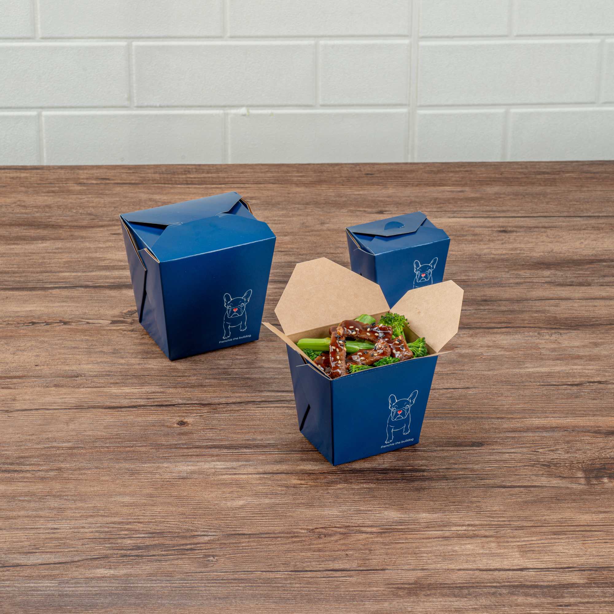 Bio Tek 16 oz Square Frenchie Paper Noodle Take Out Container - 3 1/2" x 3" x 3 1/4" - 200 count box