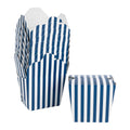 Bio Tek 16 oz Square Blue and White Stripe Paper Noodle Take Out Container - 3 1/2" x 3" x 3 1/4" - 50 count box