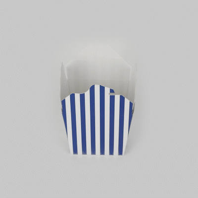 Bio Tek 16 oz Square Blue and White Stripe Paper Noodle Take Out Container - 3 1/2" x 3" x 3 1/4" - 50 count box