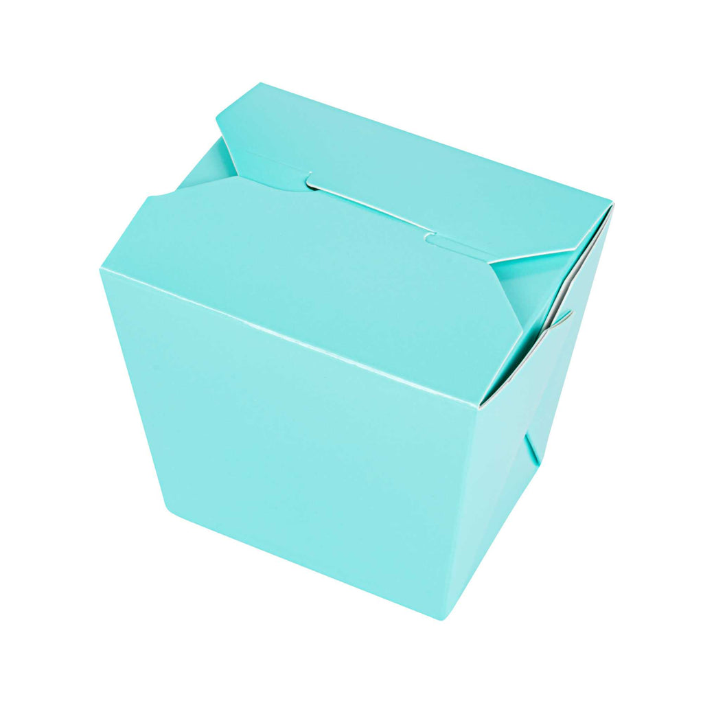 Bio Tek 16 oz Square Turquoise Paper Noodle Take Out Container - 3 1/2" x 3" x 3 1/4" - 50 count box
