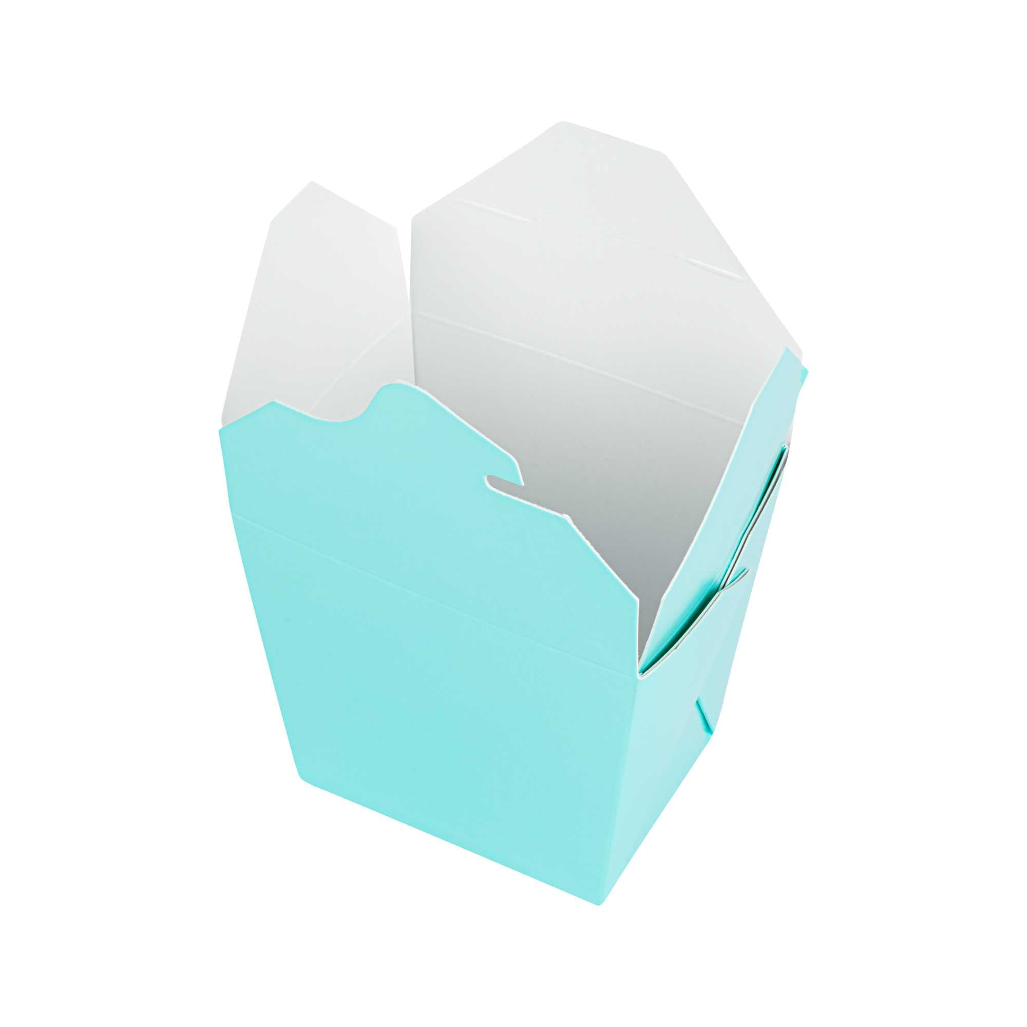 Bio Tek 16 oz Square Turquoise Paper Noodle Take Out Container - 3 1/2" x 3" x 3 1/4" - 50 count box