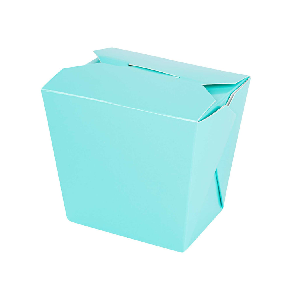 Bio Tek 16 oz Square Turquoise Paper Noodle Take Out Container - 3 1/2" x 3" x 3 1/4" - 50 count box