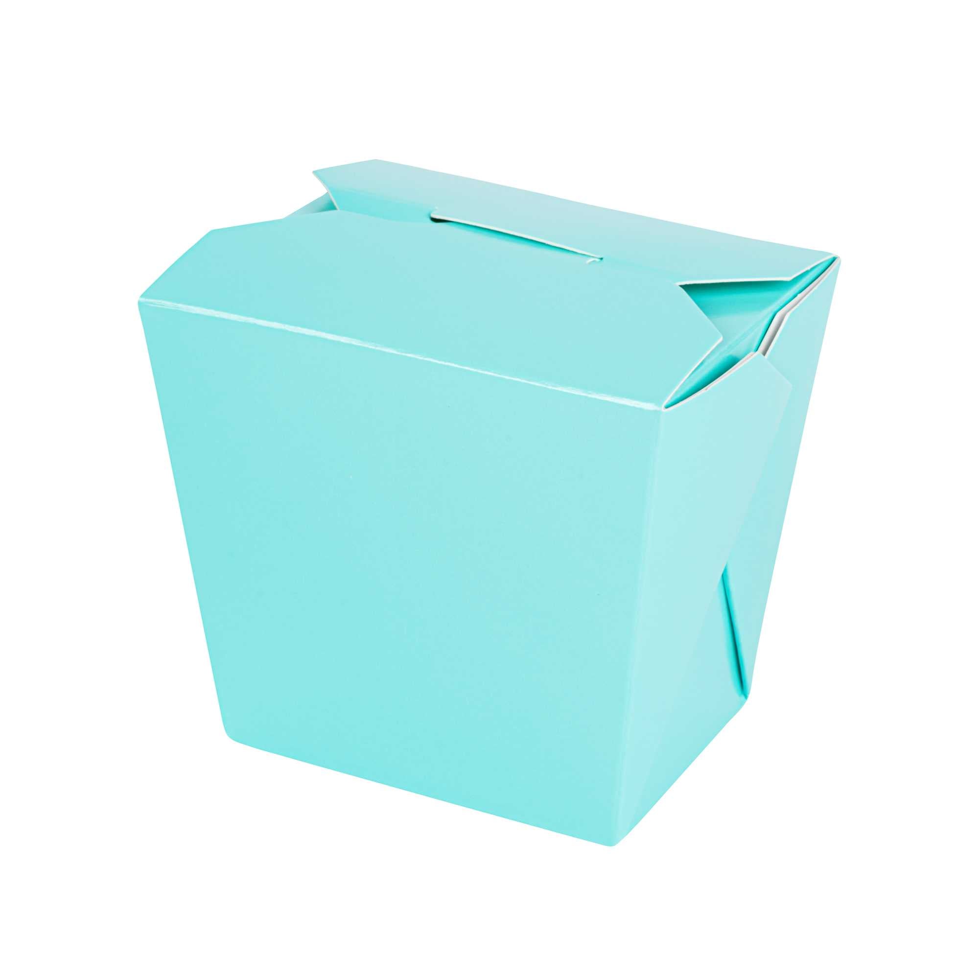 Bio Tek 16 oz Square Turquoise Paper Noodle Take Out Container - 3 1/2" x 3" x 3 1/4" - 200 count box