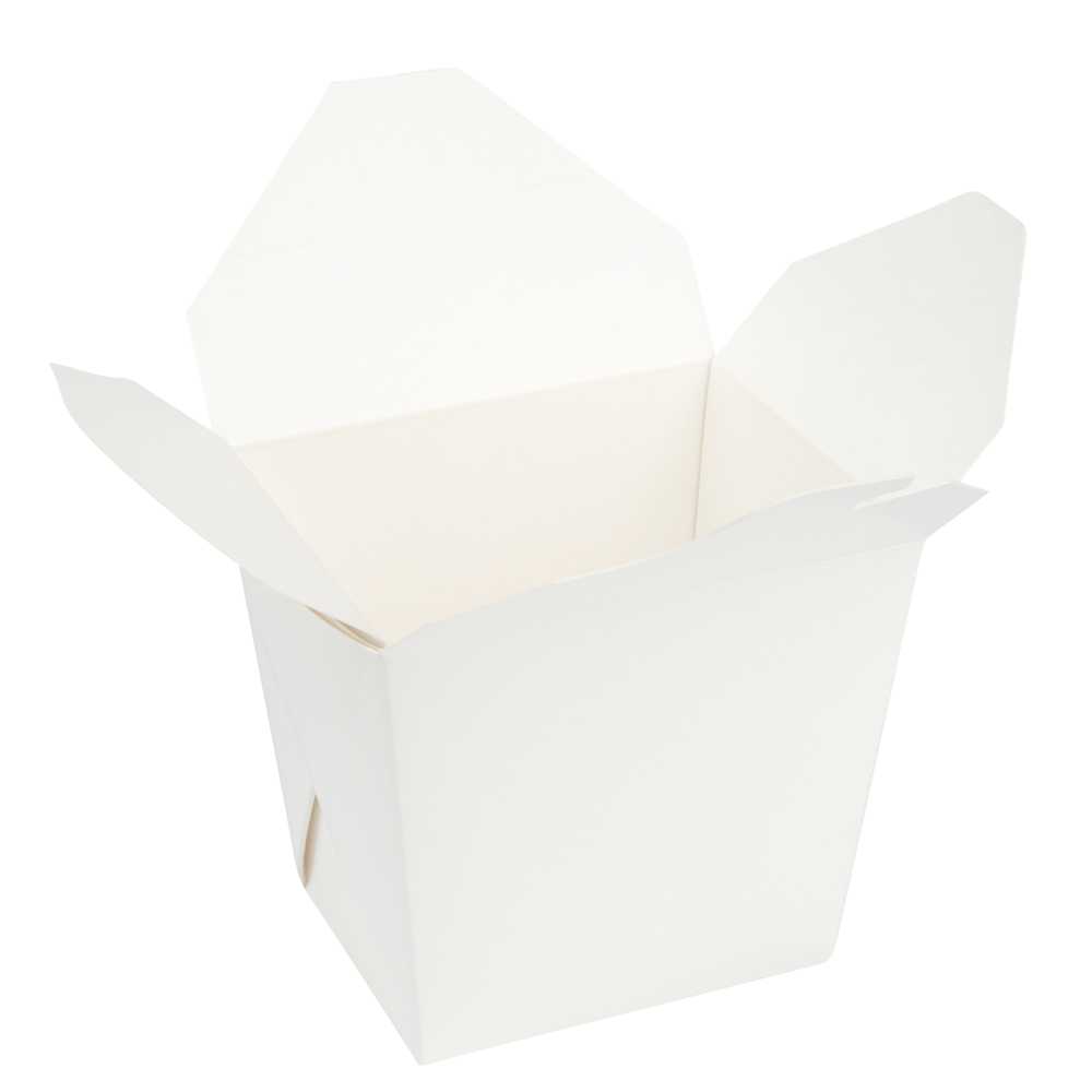 Bio Tek 16 oz Square White Paper Noodle Take Out Container - 3 1/2" x 3" x 3 1/4" - 25 count box