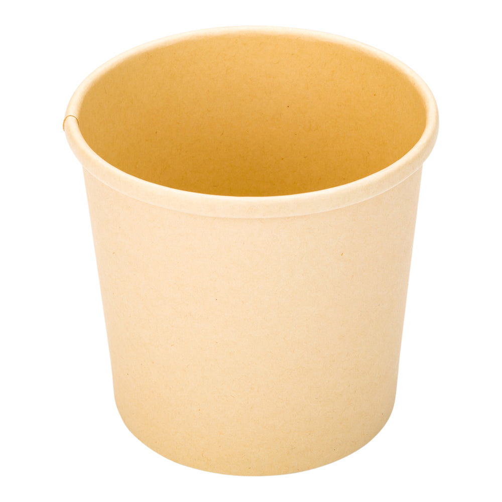 Bio Tek 12 oz Round Bamboo Paper Soup Container - 3 1/2" x 3 1/2" x 3 1/2" - 25 count box