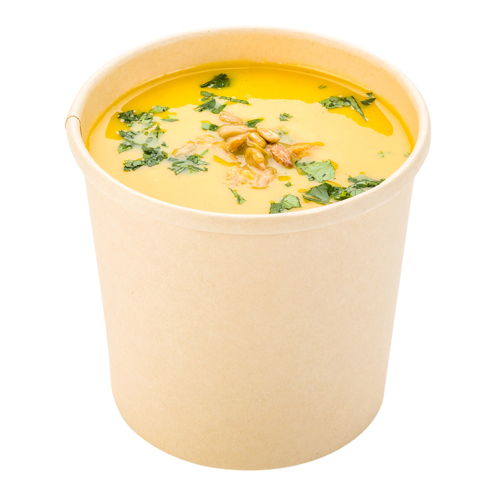 Bio Tek 12 oz Round Bamboo Paper Soup Container - 3 1/2" x 3 1/2" x 3 1/2" - 25 count box