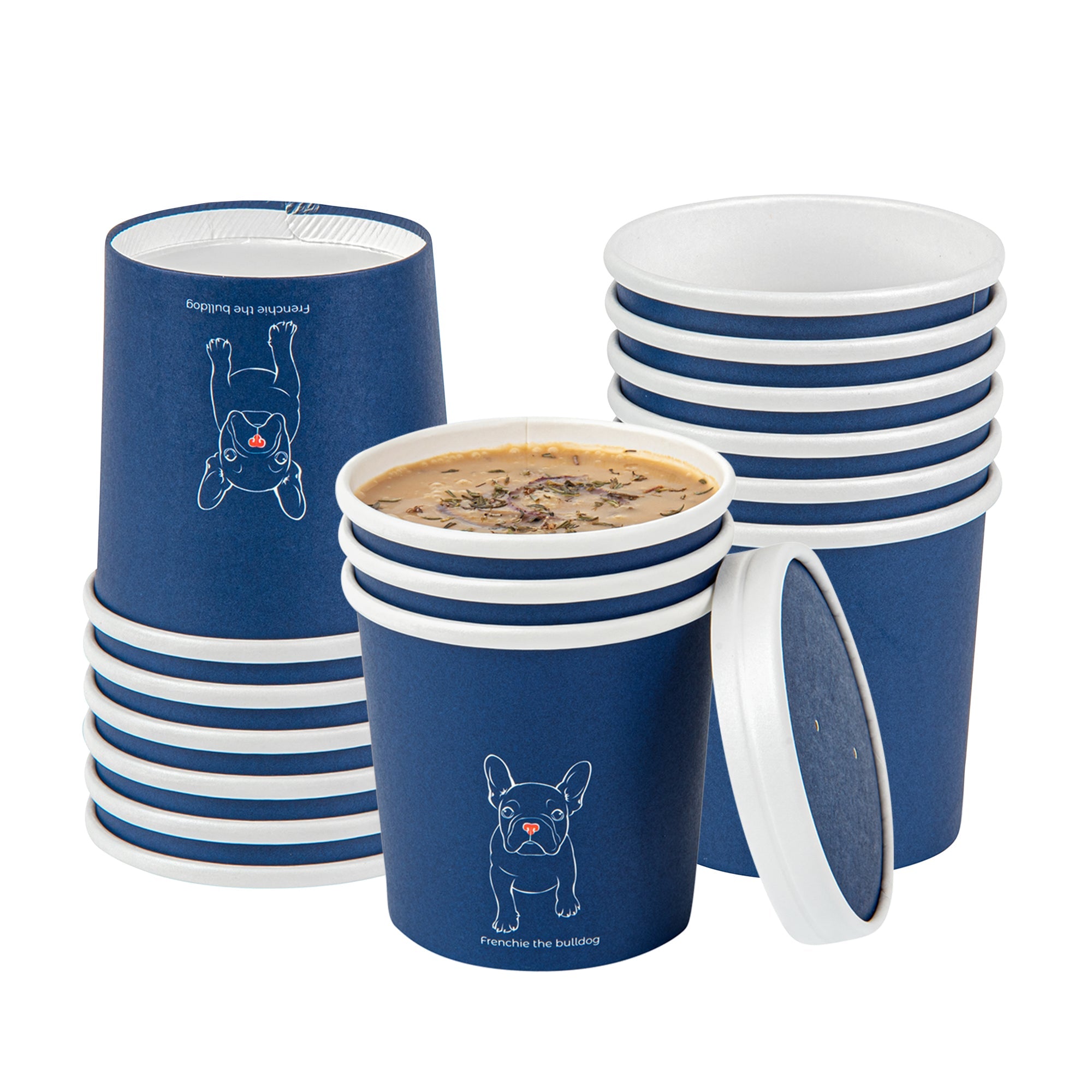 Bio Tek 12 oz Round Frenchie Paper Soup Container - 3 1/2" x 3 1/2" x 3 1/2" - 25 count box