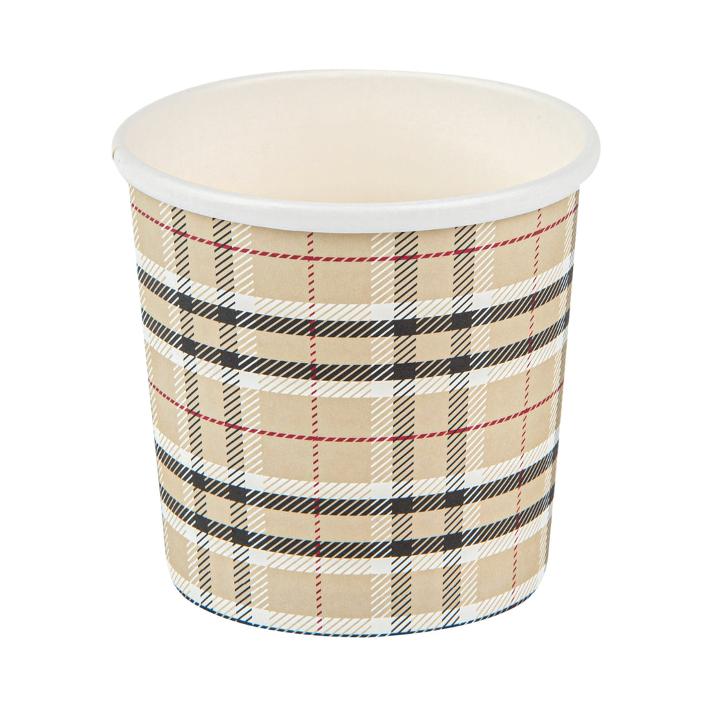 Bio Tek 12 oz Round Plaid Paper Soup Container - 3 1/2" x 3 1/2" x 3 1/2" - 25 count box