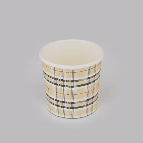 Bio Tek 12 oz Round Plaid Paper Soup Container - 3 1/2" x 3 1/2" x 3 1/2" - 25 count box