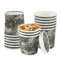 Bio Tek 12 oz Round Camouflage Paper Soup Container - 3 1/2" x 3 1/2" x 3 1/2" - 25 count box