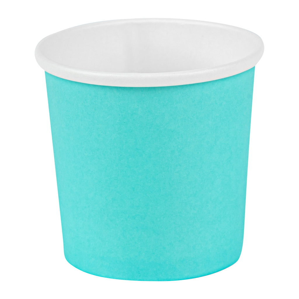 Bio Tek 12 oz Round Turquoise Paper Soup Container - 3 1/2" x 3 1/2" x 3 1/2" - 25 count box