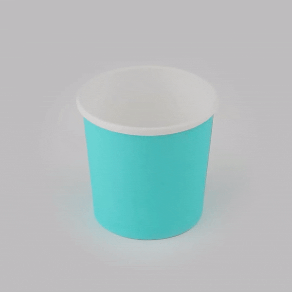 Bio Tek 12 oz Round Turquoise Paper Soup Container - 3 1/2" x 3 1/2" x 3 1/2" - 25 count box