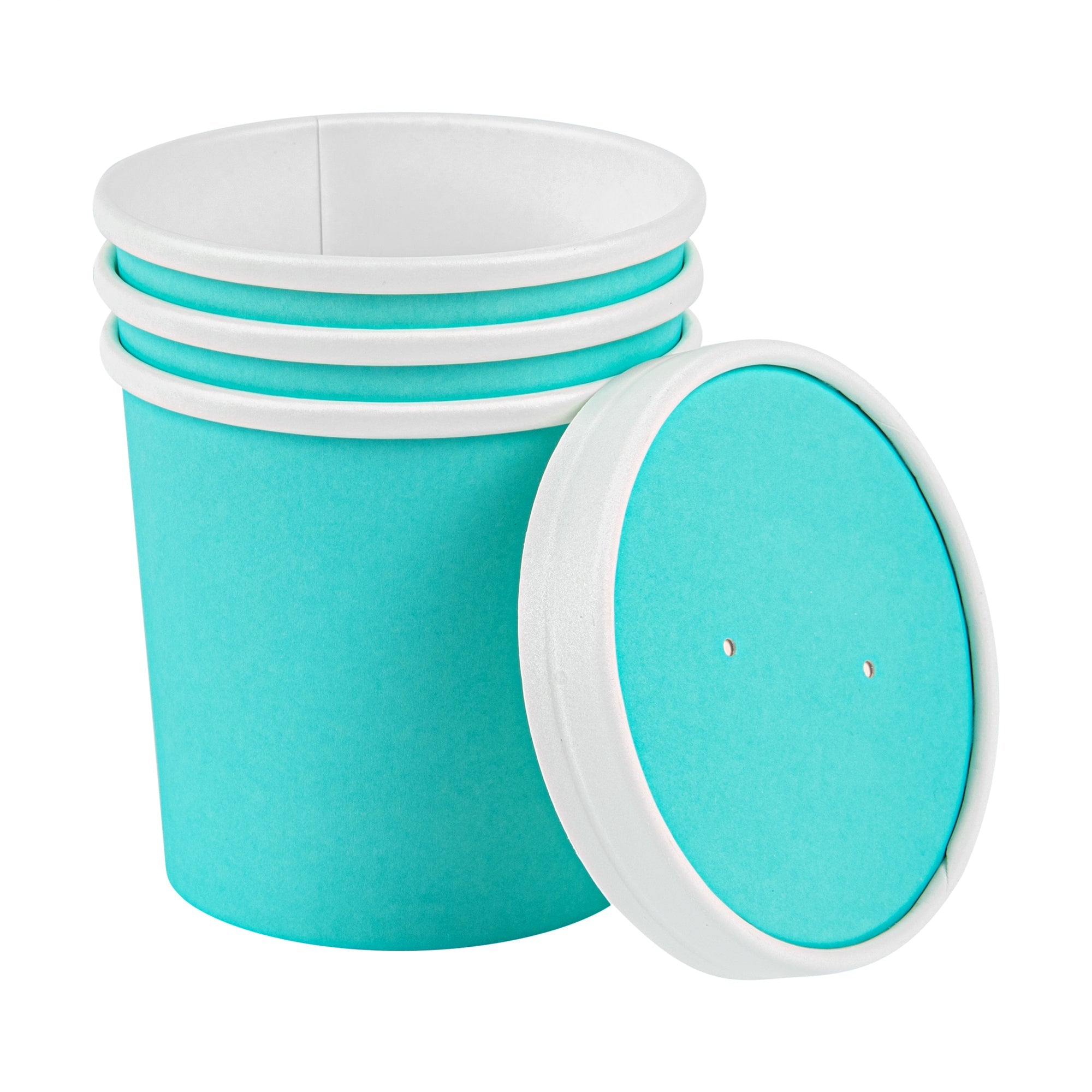 Bio Tek 12 oz Round Turquoise Paper Soup Container - 3 1/2" x 3 1/2" x 3 1/2" - 200 count box