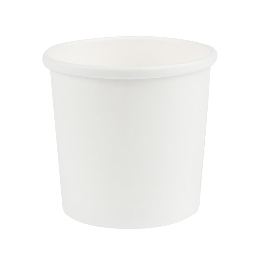 Bio Tek 12 oz Round White Paper Soup Container - 3 1/2" x 3 1/2" x 3 1/2" - 25 count box