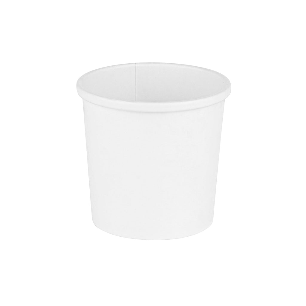Bio Tek 12 oz Round White Paper Soup Container - 3 1/2" x 3 1/2" x 3 1/2" - 25 count box