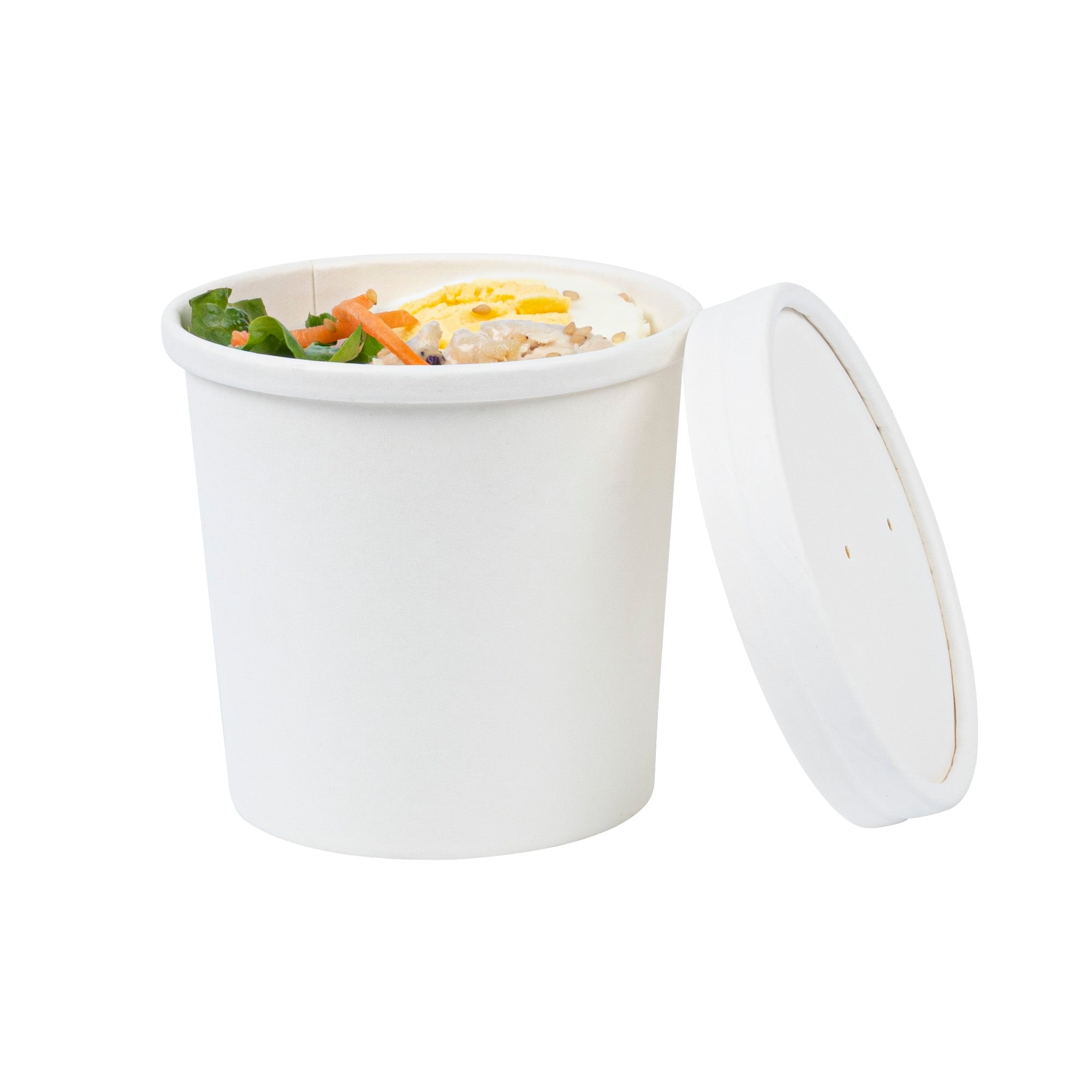 Bio Tek 12 oz Round White Paper Soup Container - 3 1/2" x 3 1/2" x 3 1/2" - 200 count box
