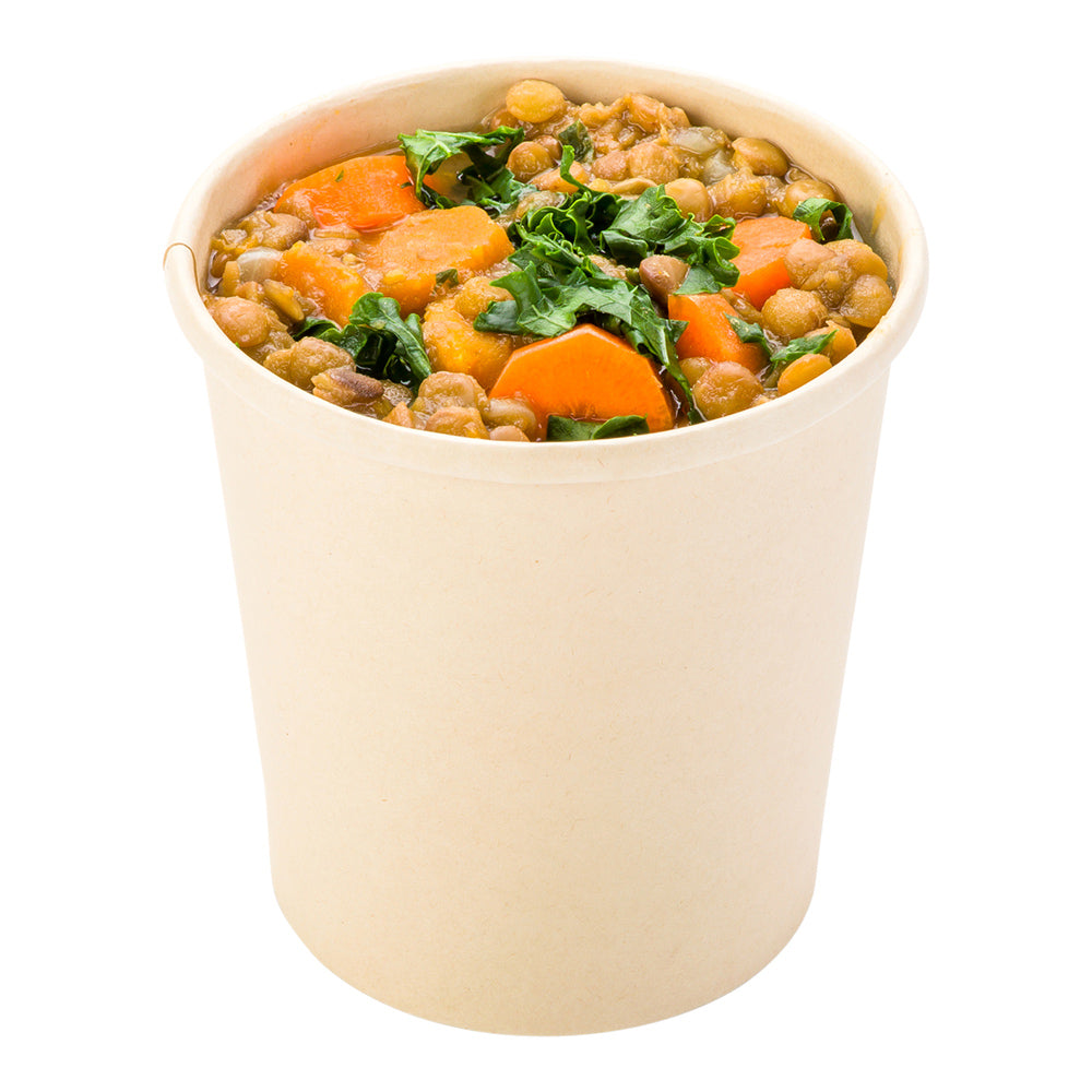 Bio Tek 16 oz Round Bamboo Paper Soup Container - 3 3/4" x 3 3/4" x 4" - 25 count box