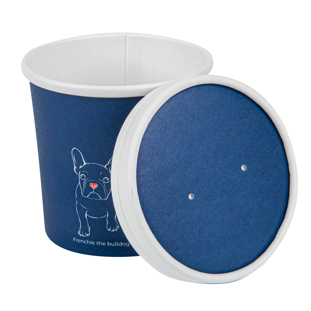 Bio Tek Round Blue and White Stripe Paper Soup Container Lid - Fits 12 oz - 25 count box